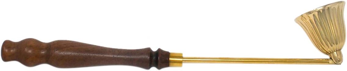 Needzo Brass Candle Snuffer with Wooden Handle, Catholic Church Supplies, 10.5 Inches