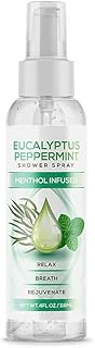 Eucalyptus Peppermint Shower Spray, All Natural Essential Oil for Spa, Steam Room, Linens and Baths, Cool and Refreshing