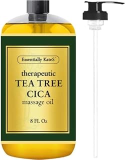 Essentially KateS Tea Tree Oil CICA Massage Oil 8 Fl Oz - Purifying, Invigorating and Hydrating - Soothes Sore Muscles and Joints - Centella asiatica