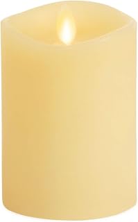 Luminara Realistic Artificial Moving Flame Pillar Candle - Moving Flame LED Battery Operated Lights - Unscented - Remote Ready - Remote Sold Separately - Ivory - 3" x 4.5"