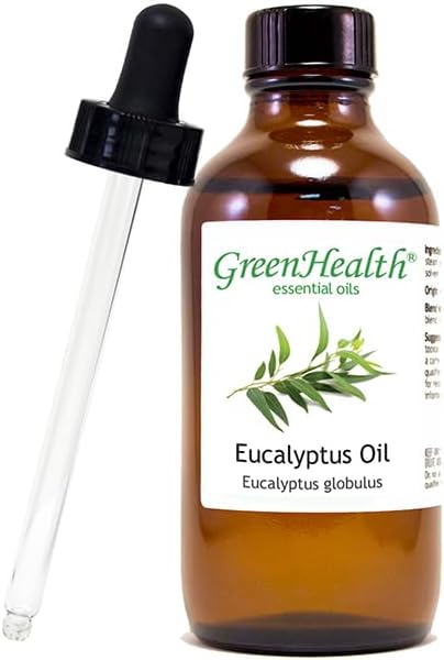 GreenHealth Eucalyptus Essential Oil – 2 Pack (4 fl oz Each) – 100% Pure & Natural – Aromatherapy Oil for Diffuser, Cleaning, and Home Fragrance – Amber Glass Bottle with Glass Dropper
