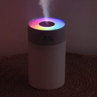 Colorful 260ml Humidifier,USB Power Supply,With 7 Color LED, Air Humidifier,Mini Air Humidifier,Can add essential oil,Suitable for Study Room, Bedroom, Baby Room, Office, Car (White)