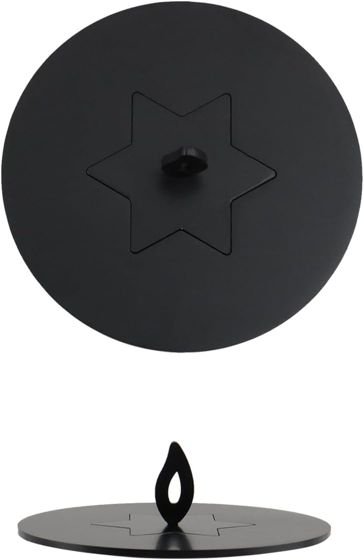 Bitray 2Pcs Candle Cover Stainless Steel Black Candle Topper Hexagonal-star Candle Jar Lid
