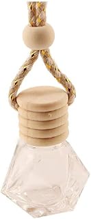 4Packs 8ml Hanging Car Air Freshener Perfume Bottle, Refillable Aromatherapy Fragrance Clear Empty Essential Oil Diffuser Pendant Auto Ornaments Decor Accessories with Wooden Caps (4Packs)