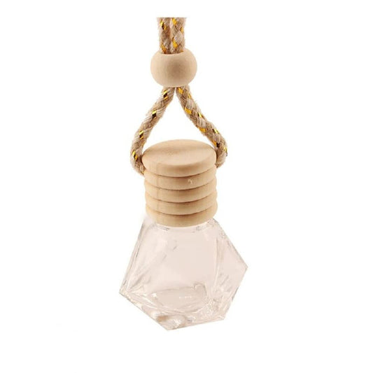 4Pcs 8ml Hanging Car Air Freshener Bottle Scent Essential Oil Car Diffuser with Wooden Cap Glass Vial Pendant for