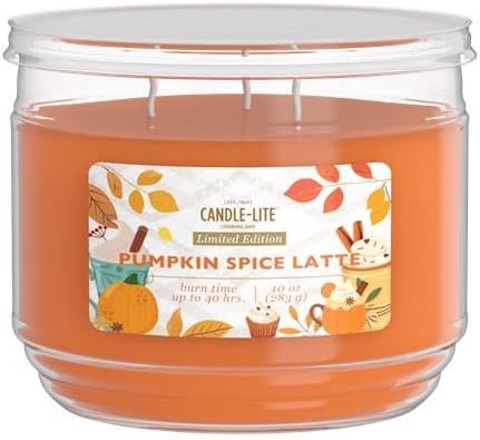 Candle-lite Halloween Scented Candles, Pumpkin Accord with Buttercream, 10 oz Jar, 40 Hour Burn, Fall Scented Candle for Home Decor, 3-Wick, Proudly Poured in USA, Halloween Candle Decoration