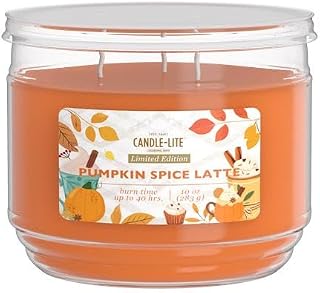 Candle-lite Halloween Scented Candles, Pumpkin Accord with Buttercream, 10 oz Jar, 40 Hour Burn, Fall Scented Candle for Home Decor, 3-Wick, Proudly Poured in USA, Halloween Candle Decoration