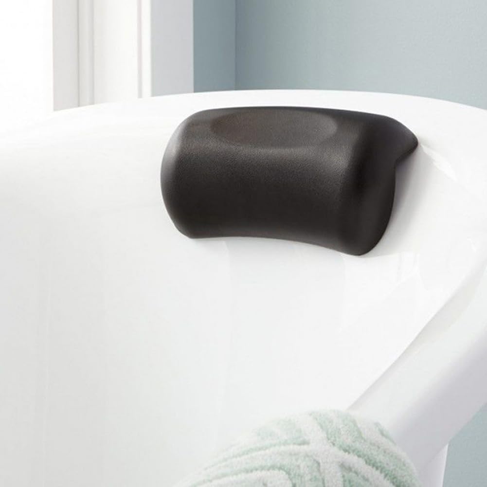 SPA Bath Pillow Non-Slip Bathtub Headrest Soft Waterproof Bath with Suction Cups Bath Neck Cushion Black