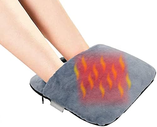 Electric Heated Foot Warmer with Massage,Vibration and Heating,Soft Plush Fabric & USB Fast Heating Pad for Women and Men,Relieve Foot Pain Soreness