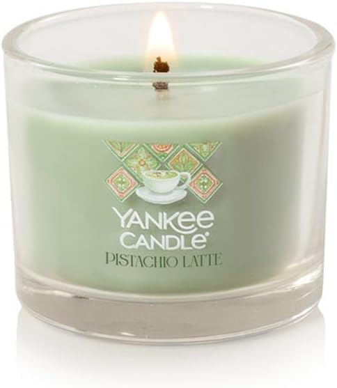 Yankee Candle Mini Jar Scented Candles, Small Single Wick Candle Set for Home Fragrance, Soy Wax Blend, Long Lasting Burn, Hello Italy Collection, Pistachio Latte (Pack of 4)