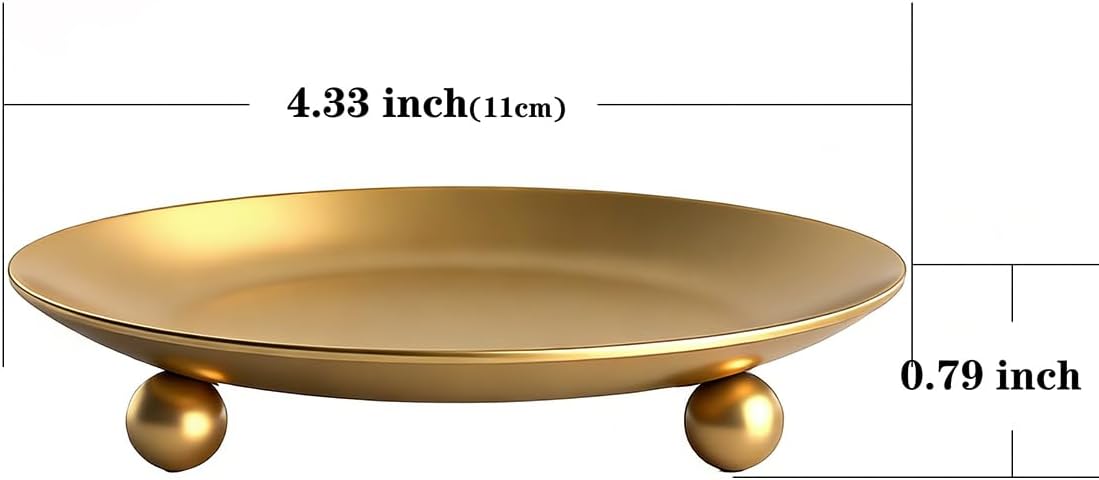 Iron Plate Candle Holders, Gold Candle Tray, Set of 2, Candle Stands Decoration Ideal for Weddings, Parties,Special Events