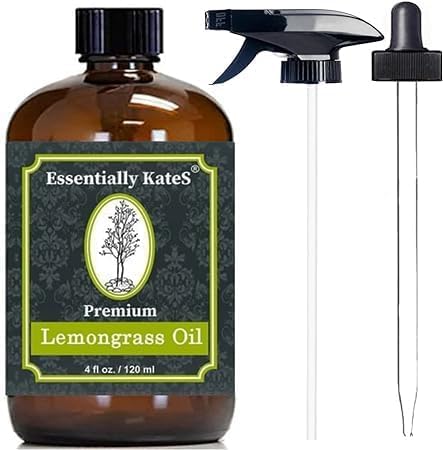 Lemongrass Essential Oil 4 Fl Oz with Dropper and Sprayer - 100% Pure and Natural - Hair Care, Home Diffusers, Skin Care, Aromatherapy, Massage and Humidifiers, and Garden Care