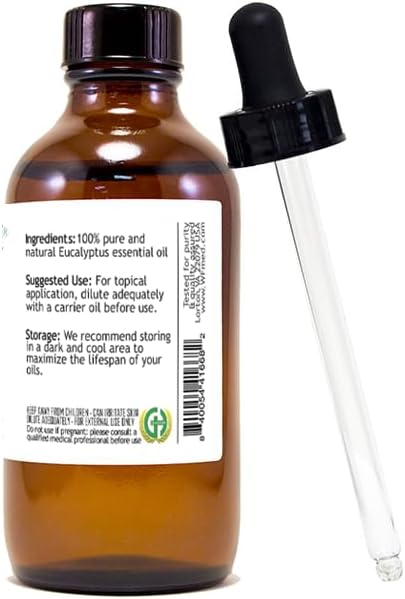GreenHealth Eucalyptus Essential Oil – 2 Pack (4 fl oz Each) – 100% Pure & Natural – Aromatherapy Oil for Diffuser, Cleaning, and Home Fragrance – Amber Glass Bottle with Glass Dropper