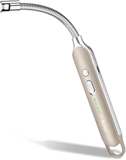 SUPRUS Electric Rechargeable Arc Lighter with LED Battery Display Long Flexible Neck USB Lighter for Candle Cooking (Champagne)