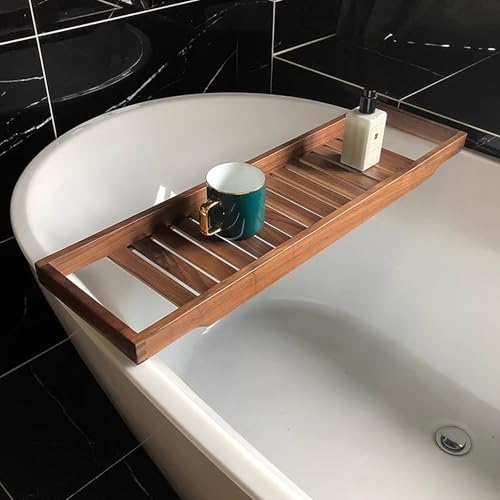 Walnut Bathtub Tray Caddy, Large Slatted Bath Tray for Tub, Versatile Bath Board, Spa Accessory Gift for Women, 70x22cm(28x9inch) Wooden Bath Shelf, Relaxation Essential