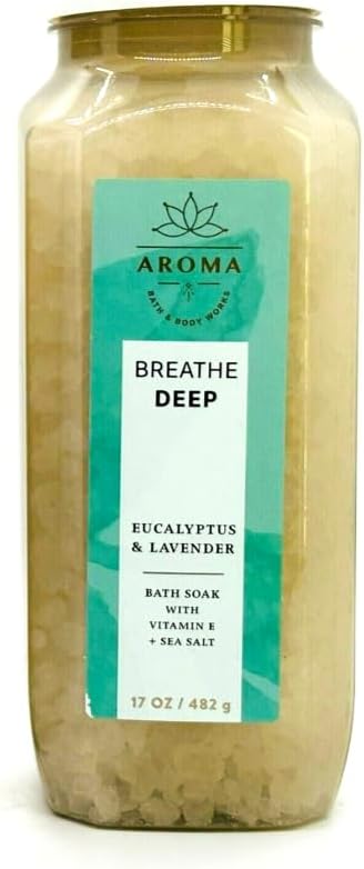 Bath And Body Works Gift Set (Aroma Eucalyptus & Lavender Bath Soak with, Vitamin E + Sea Salt 17 Oz/ 482 g)
