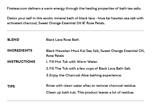 Black Lava & Roses Bath Salt - Hiwa Kai Hawaiian Sea Salt w/Activated Charcoal, Sweet Orange Essential Oil, Rose Petals