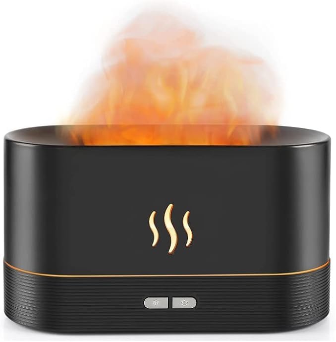 Essential Oil Diffuser, Flame Air Diffuser, Portable Noiseless Aroma Diffuser for Home, Office or Yoga, 2 Mode Brightness Aroma Diffuser with Fire Flame Effect