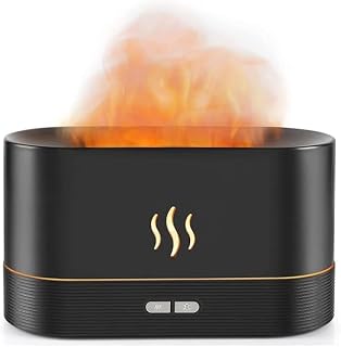 Essential Oil Diffuser, Flame Air Diffuser, Portable Noiseless Aroma Diffuser for Home, Office or Yoga, 2 Mode Brightness Aroma Diffuser with Fire Flame Effect