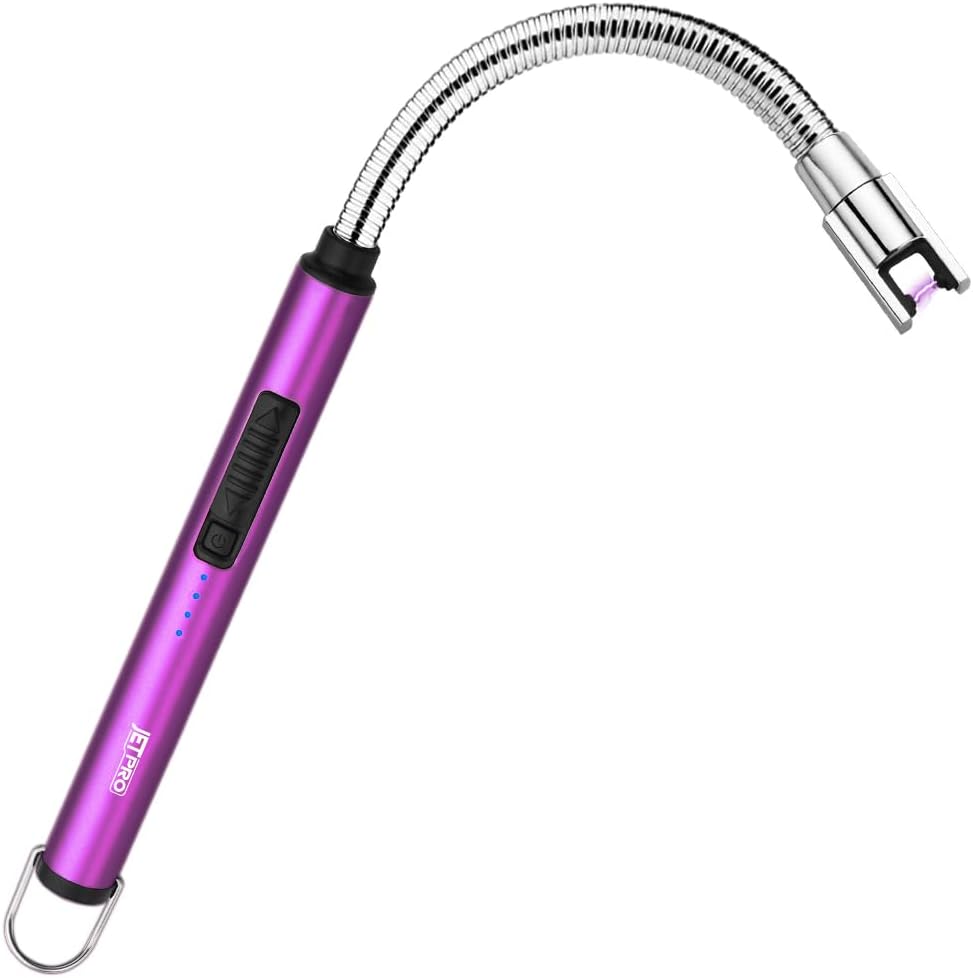 Candle Lighters USB Rechargeable Arc Electric Lighter with 360° Flexible Neck for Candle BBQ Camping (Purple)