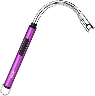 Candle Lighters USB Rechargeable Arc Electric Lighter with 360° Flexible Neck for Candle BBQ Camping (Purple)