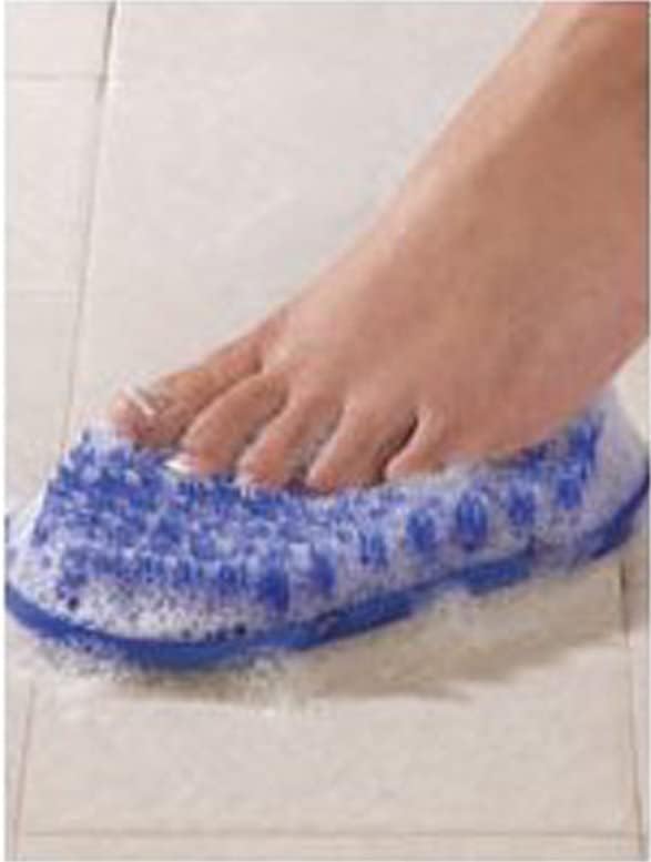 Soapy Toes Travel Sized Foot Scrubber Massages & Cleans Tired Feet, Suction Cups to Tub- Shower Floor | Easy Foot Care for Those with Limited Mobility, Fits Small Showers Like RV or Boat (Pearl Blue)