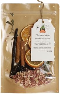 1 Pack Halloween Night Potpourri Simmer Pot Simmering Potpourri Simmer Pot Kit for Stove Dried Orange Slices Dried Blueberry Vanilla Bean Cinnamon Sticks Real Cedarwood Stovetop for Spooky Scent