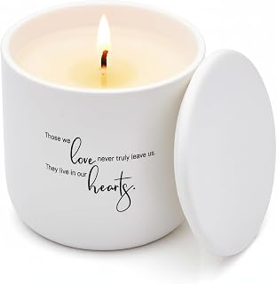 Sympathy Candle for Loss of Loved One - Those We Love Memorial Gifts in White Ceramic Jar - 40 Hour Natural Soy Wax Remembrance Candle - Gardenia Scented Bereavement, Grief & Condolence Present