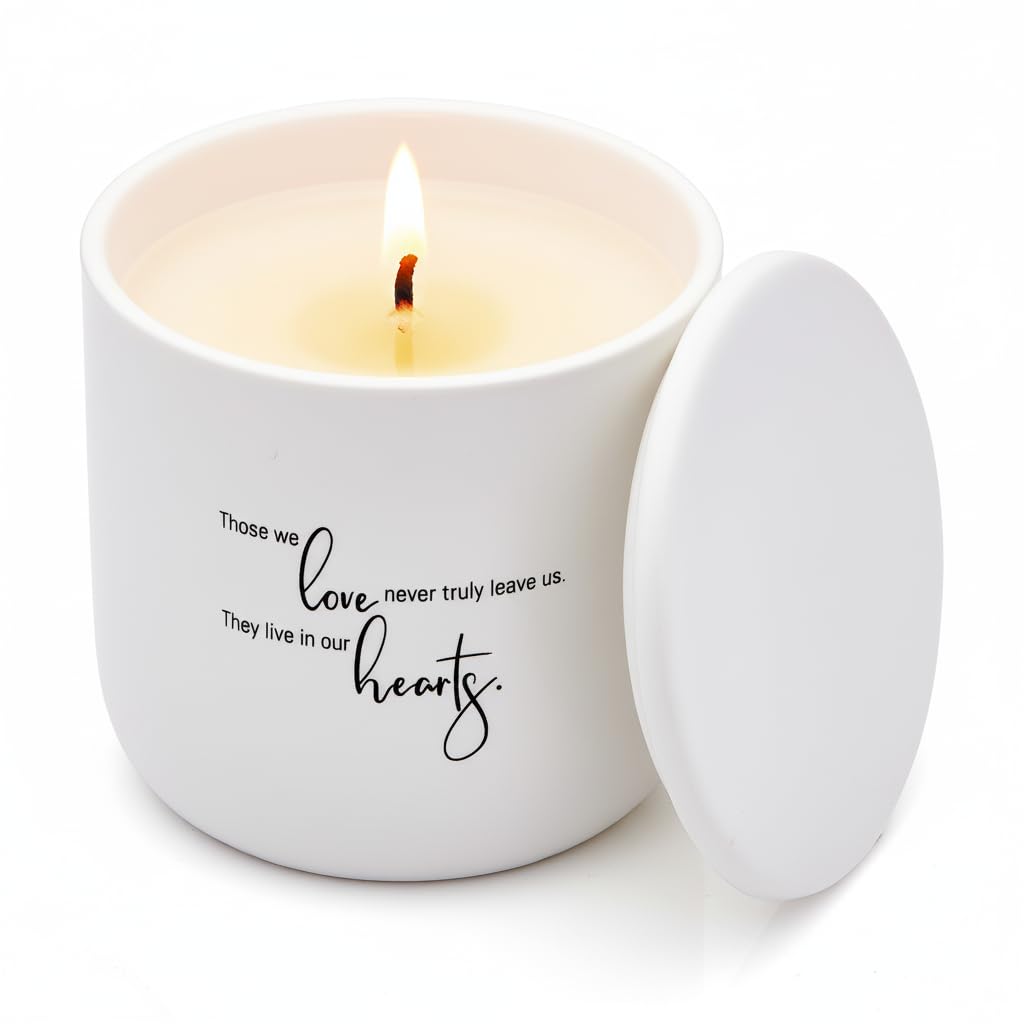 Sympathy Candle for Loss of Loved One - Those We Love Memorial Gifts in White Ceramic Jar - 40 Hour Natural Soy Wax
