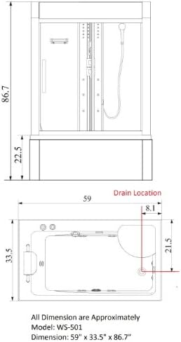 Sliding Door Steam Shower Enclosure Unit