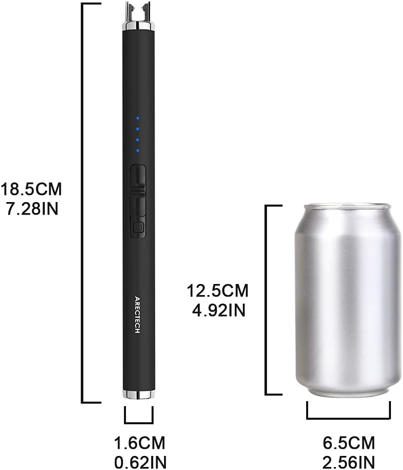 ARECTECH Rechargeable Electric Candle Lighter, Arc Plasma Windproof Lighter for Candle Kitchen Birthday, Christmas Stocking Stuffers Gifts for Mom Men Wife with Type-C Cable, Black