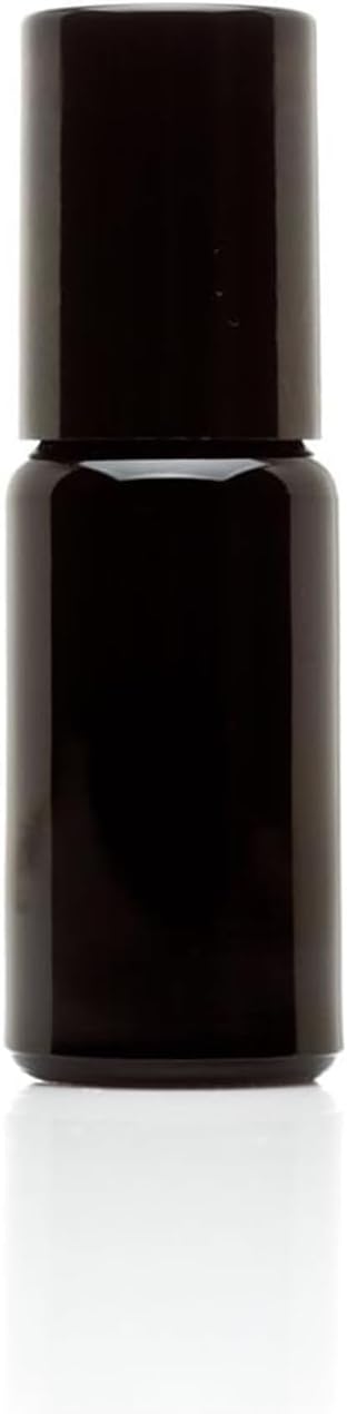 Infinity Jars Black Ultraviolet Glass Bottle 10 Ml (.34 fl OZ) w/Glass Ball Roll on Tip Screw top Bottle for Essential oil, Airtight Cosmetic Containers Roller Bottles with Black Cap 3-Pack