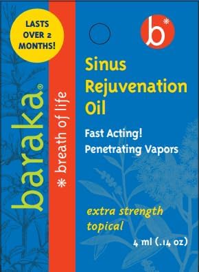 Baraka Sinus Rejuvenation Oil – Blend of 6 Organic Essential Oils for Clear Nasal Breathing, Eases Sinus Pressure, & Offers Relaxing Nasal Health Support | Ideal for Daily Use – 4ml (1-Pack)