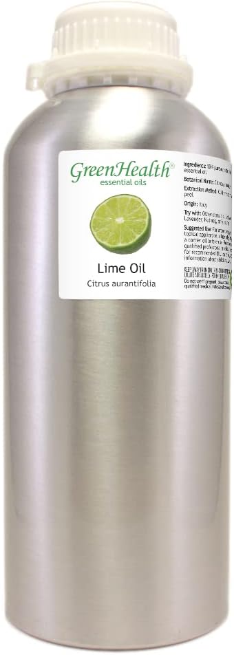 Lime Essential Oil – 100% Pure - 32 fl oz (946 ml) Aluminum Bottle w/Plug Cap – GreenHealth