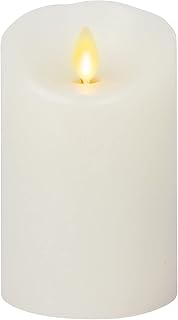 Luminara Flickering Flameless White 4.5" Scalloped Edge Pillar Candle - Warm LED Light Flame - 2 C Battery Operated Decor for Dining Room Table Centerpieces, Fireplace Mantel, Dinner Party, Reception