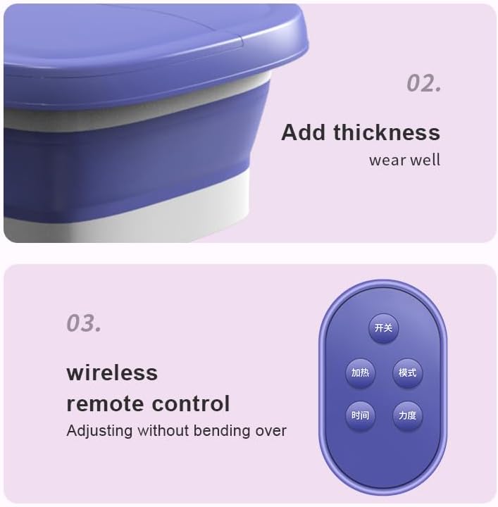ele ELEOPTION Collapsible Pedicure Foot Spa Electric Foot Bath Spa with Heat and Massage, Bubble, Foot Massager Spa for Feet Stress Relief Soaker Home Basin Purple