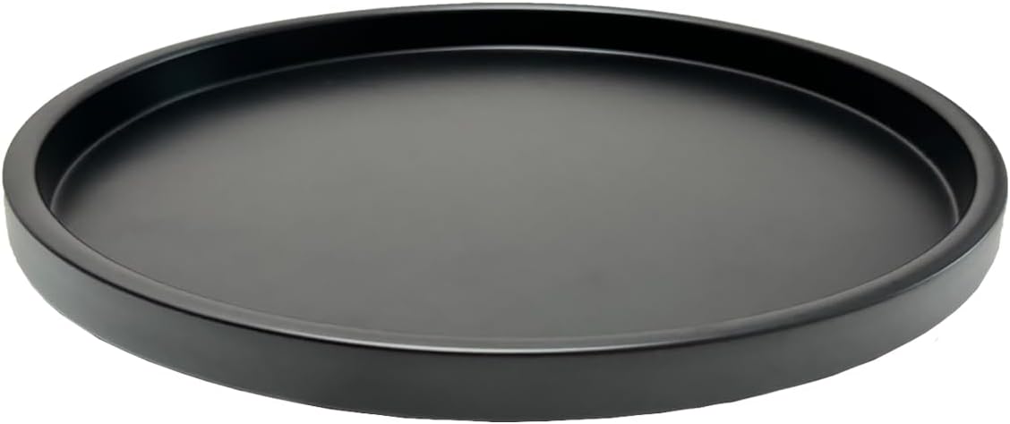 Round Metal Candle Plate, Black Candlestick Tray, Modern Candle Holders and Dish for Table, Decorative Serving Tray, Large Candle Charger Plate(14 inches)