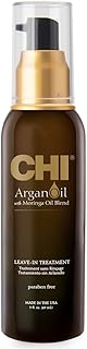CHI Argan Oil Leave In Treatment, Argan Plus Moringa Oil, Lightweight Formula To Moisturize Dull & Damaged Hair, Sulfate & Paraben-Free, 3 Oz