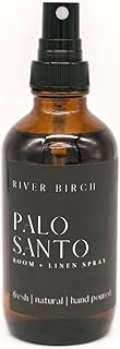 River Birch Luxury Linen and Room Spray - Palo Santo Home Signature Scent - Room Fragrance Spray - Fragrant Fresh Linen Air Freshener For Bedding - Handmade in Texas - 4 oz Glass Amber Bottle