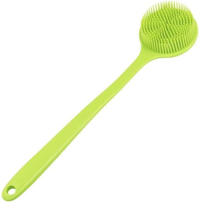 Long Handle Silicone Body Scrubber for Shower, Dual-Sided Back Scrubber Brush with Soft Bristles&Massage Nodes, Exfoliating Bath Brush for Hard to Reach Areas, Easy to Clean & Quick Dry, for Daily Use
