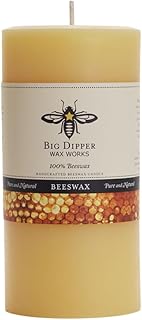 Big Dipper Wax Works 100% Pure Beeswax Pillar Candles (1 Pack) – 3" x 6" Handmade in USA, Long Burning Clean Soot-Free, Natural Honey Aroma, Eco-Friendly Cotton Wick, Home Décor & Meditation