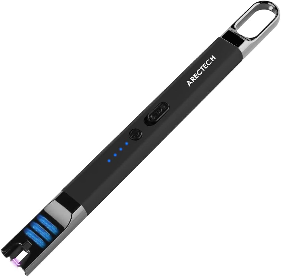 ARECTECH Electric Candle Lighter Rechargeable USB Long Gill Lighter for Candle Cooking Camping BBQs Fireworks Black