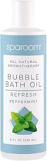SpaRoom All Natural Hydrating and Nourishing Aromatherapy Foaming Bubble Bath Oil with Jojoba Oil, Olive Oils and Aloe, 8 oz, Refresh-Peppermint