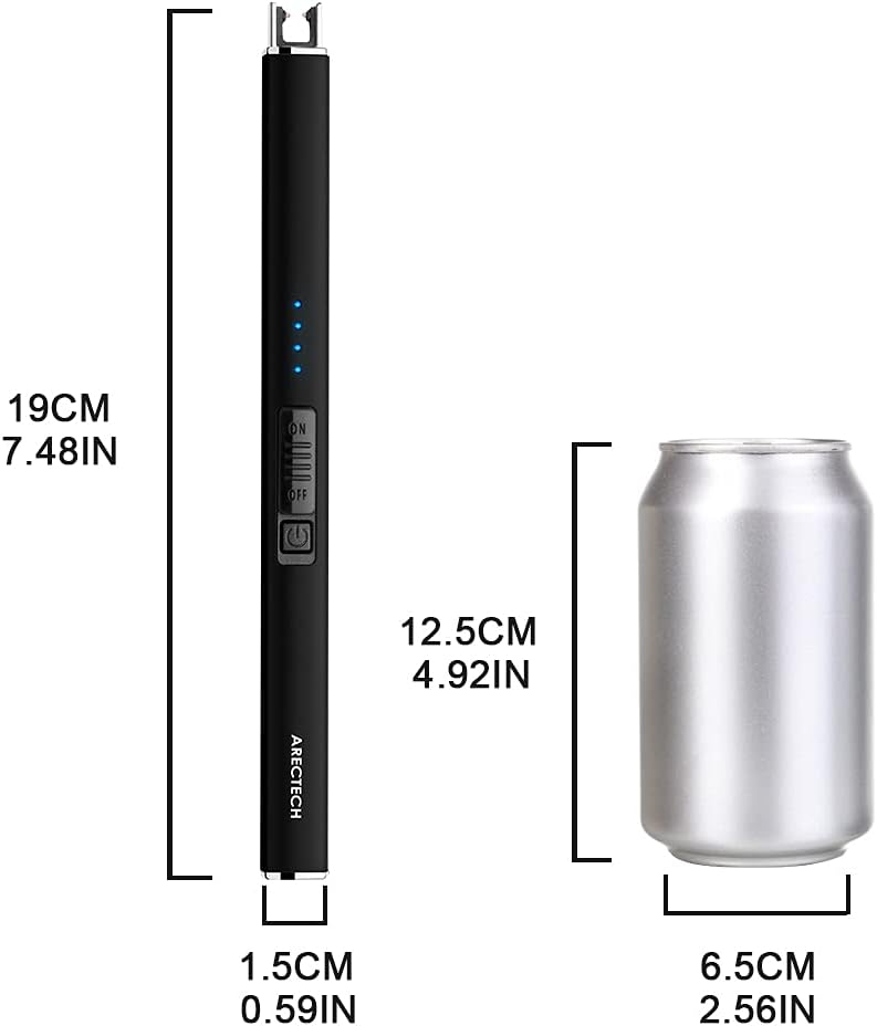 ARECTECH Electric Candle Lighter with Type-C Cable Rechargeable Plasma Arc Lighter for Candle Camping Kitchen Stove Birthday Gift for Man Women Wife Black