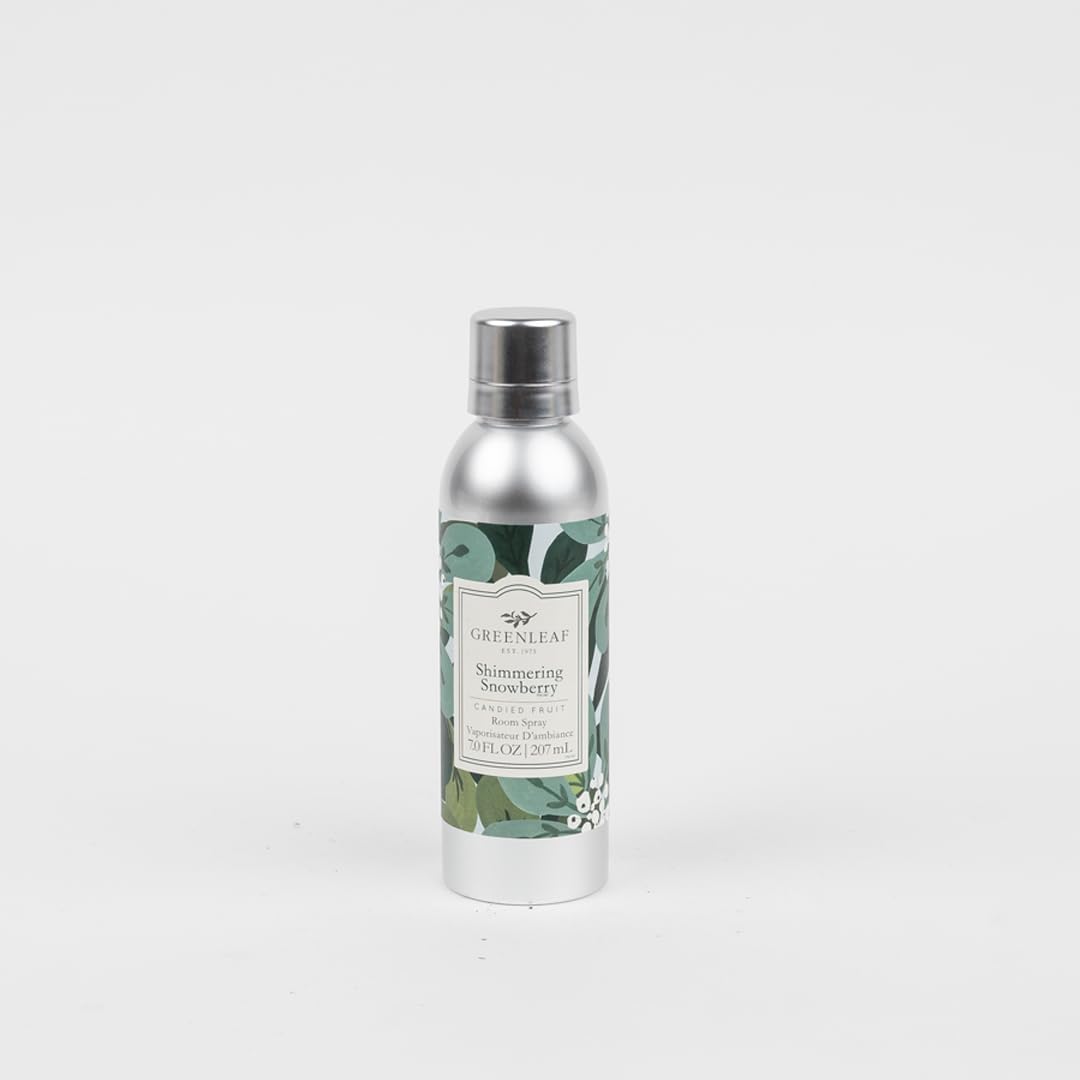 Greenleaf Gifts Shimmering Snowberry Holiday Scented Room Air Freshener Spray | Non-Aerosol 7 oz Spray | Seasonal Christmas Scented Air Freshener for Home | Home Fragrance for Bedroom & Bathroom