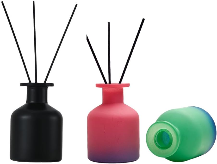 2 Pcs 150ml Black Glass Reed Diffuser Bottles,Empty Refillable Diffuser Bottle for Essential Oils,Aromatherapy Container for DIY Replacement Diffuser,Reed Sticks,Small Flower Bud Vase