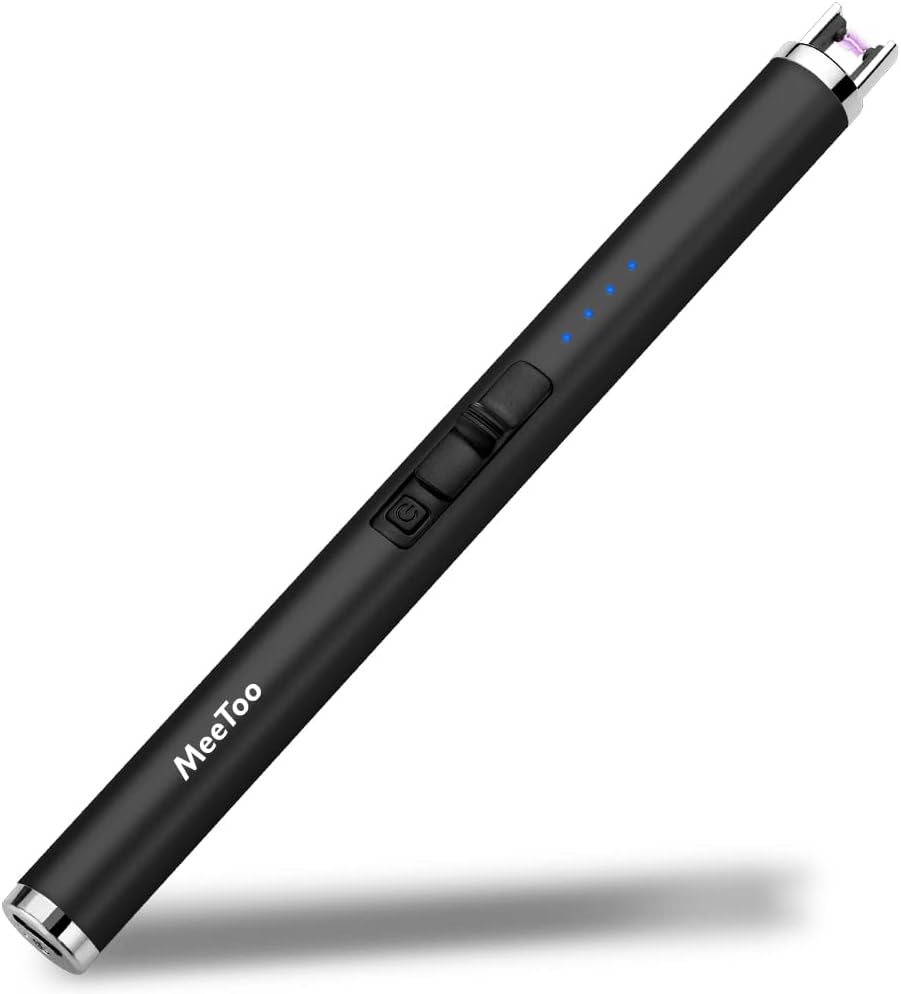 MeeToo Candle Electric Lighter Rechargeable USB Type-C Lighters for Candle Christmas Kitchen Camping Party, Gifts for Wife Women Men Nana Black