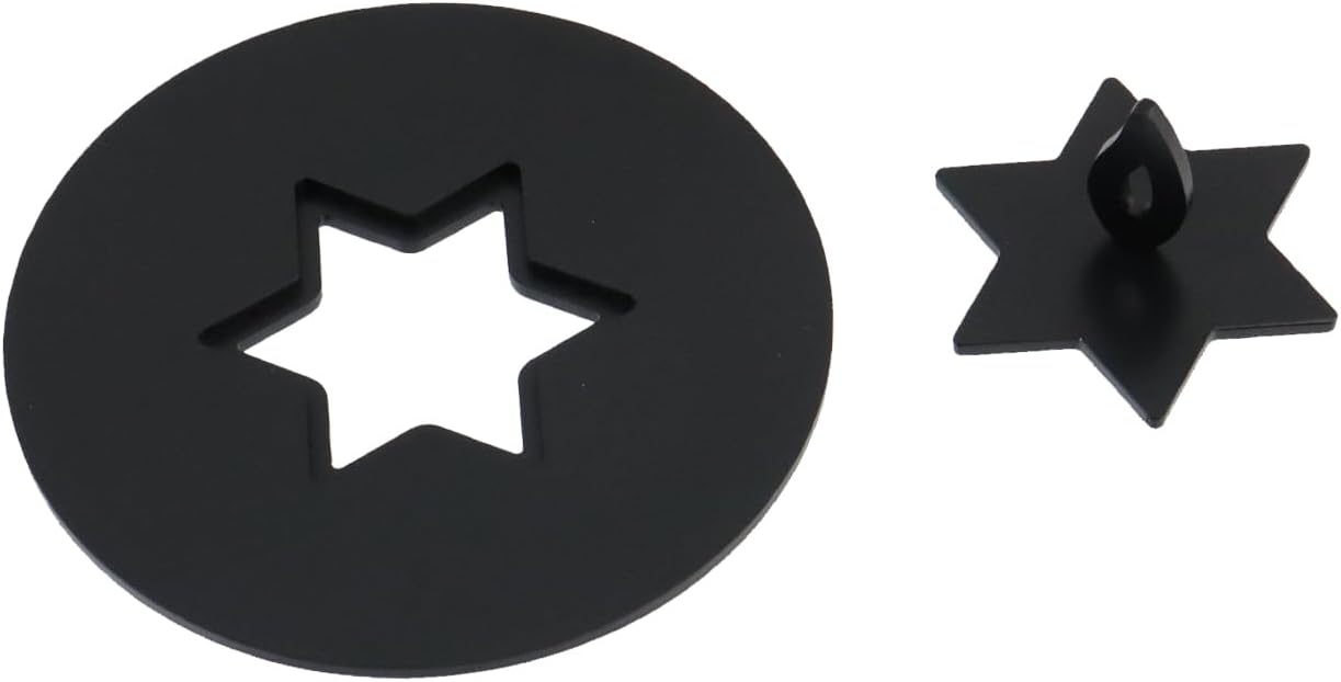 Bitray 2Pcs Candle Cover Stainless Steel Black Candle Topper Hexagonal-star Candle Jar Lid