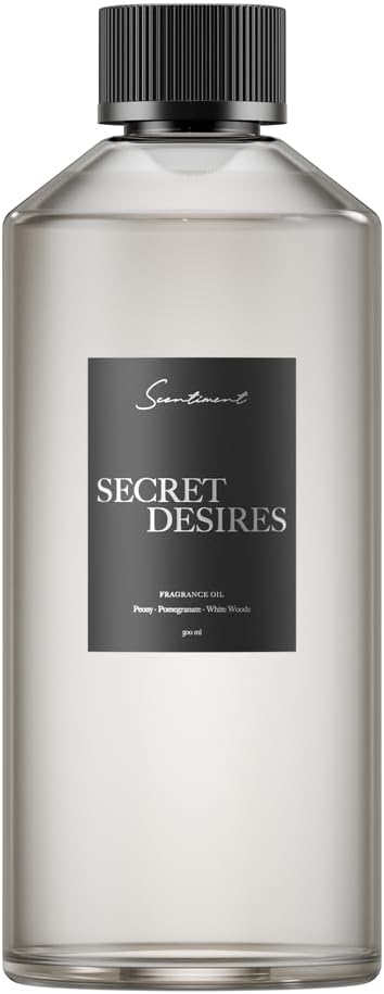 Scentiment Secret Desires Diffuser Oil - Premium Hotel Scent with Notes of Peony, Pomegranate & White Woods Home Scent, Hotel Fragrance Oil Diffuser Refill - 16.91 fl oz (500 mL)