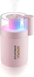 Mini 2-in-1 Humidifier & Aroma Diffuser, 7-Color LED Light, USB Portable, 4/8H Timer, Auto Shut-Off, Ideal Personal Gift/Family/Friends/Loved Ones (pink, 2.8 * 3.2 * 4.7)